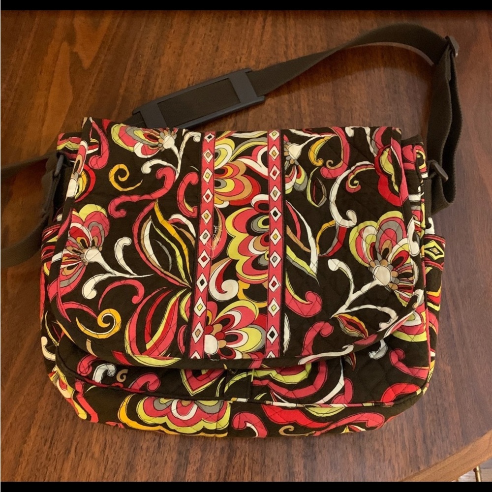 Vera Bradley Messenger/Cross-body bag in red and yellow floral tones